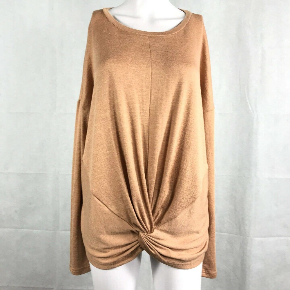 Banana Republic Luxespun Womens‎ M Orange Stretch Knit Twist Long Sleeve Top